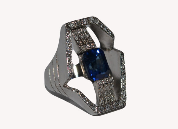 Octagon Diamond Ring (Saphire)