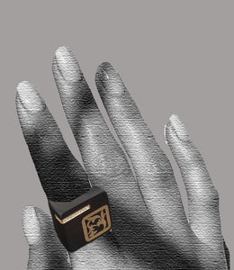 Black Caged Ring with Diamonds