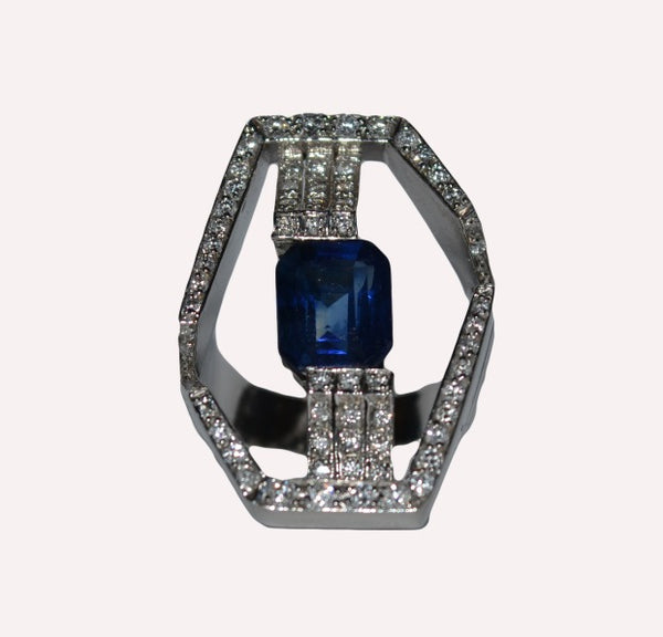 Octagon Diamond Ring (Saphire)